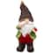 15.75" Green & Red Gnome with Ladybug Outdoor Garden Statue